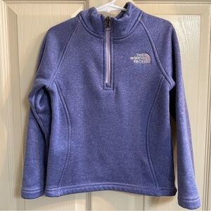 The North Face Youth Girls Agave 1/4 zip fleece pullover sweatshirt.